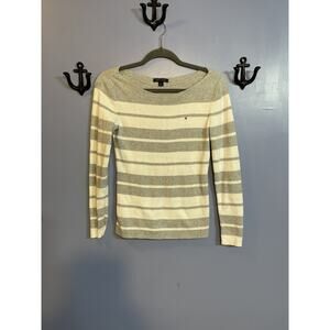 Tommy Hilfiger Pull-Over Sweater Women's White/Gray Striped Size Small